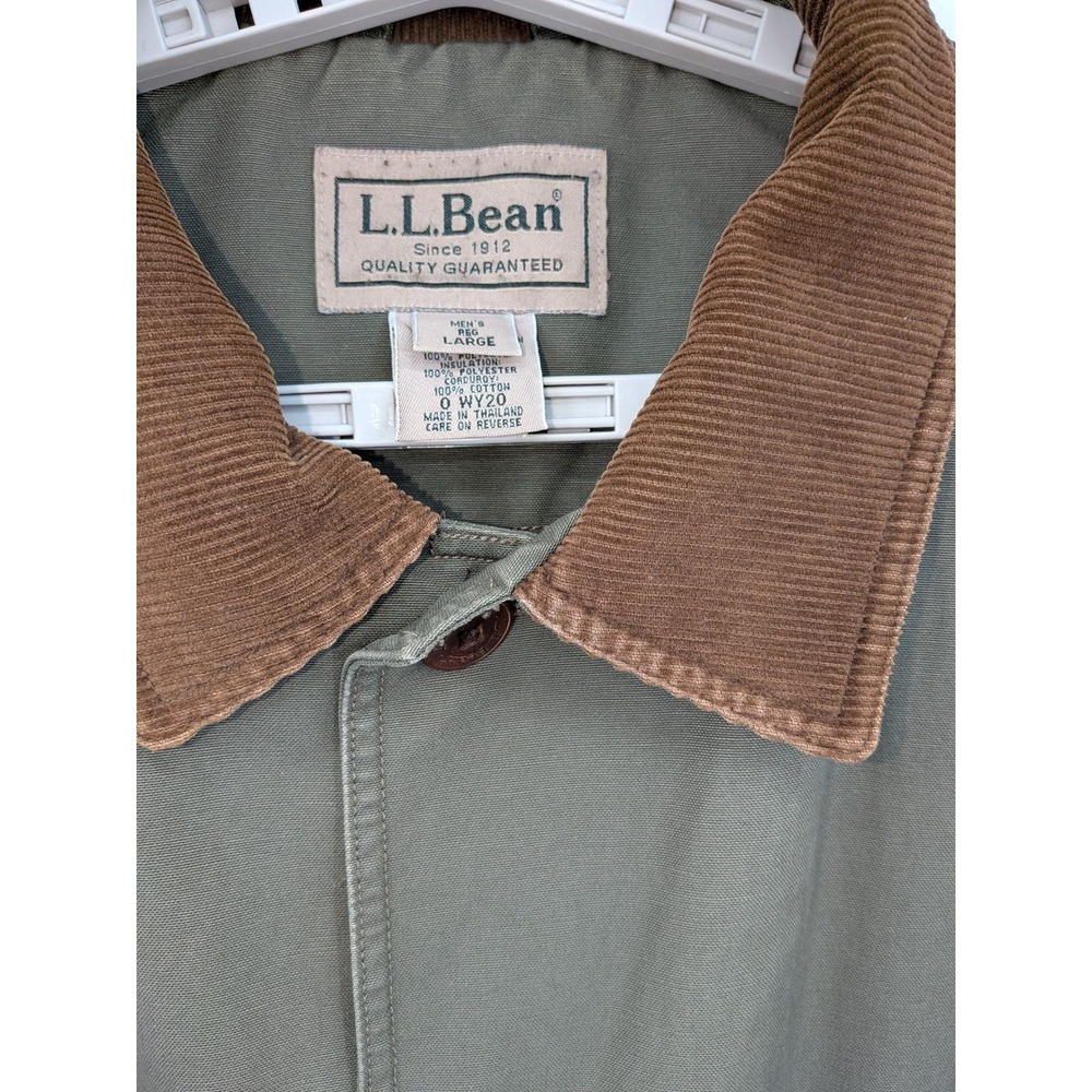 LL Bean Men's Olive Green Thinsulate Lined Farm Field Barn Chore L Coat Vintage - Picture 9 of 16